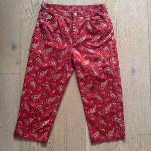Lauren jeans Ralph Lauren women's vintage red paisley cropped Capri  pants